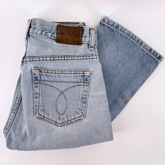 Calvin Klein Jeans Denim - Vintage Calvin Klein Jean Womens 3 Straight Leg Double Stone Wash Light Blue 90s
